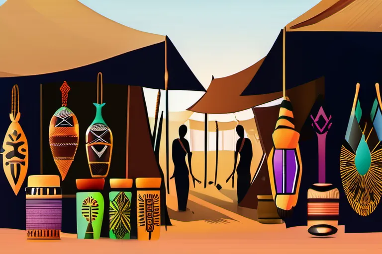 An image depicting a vibrant West African marketplace with traditional Voodoo symbols. - African Voodoo