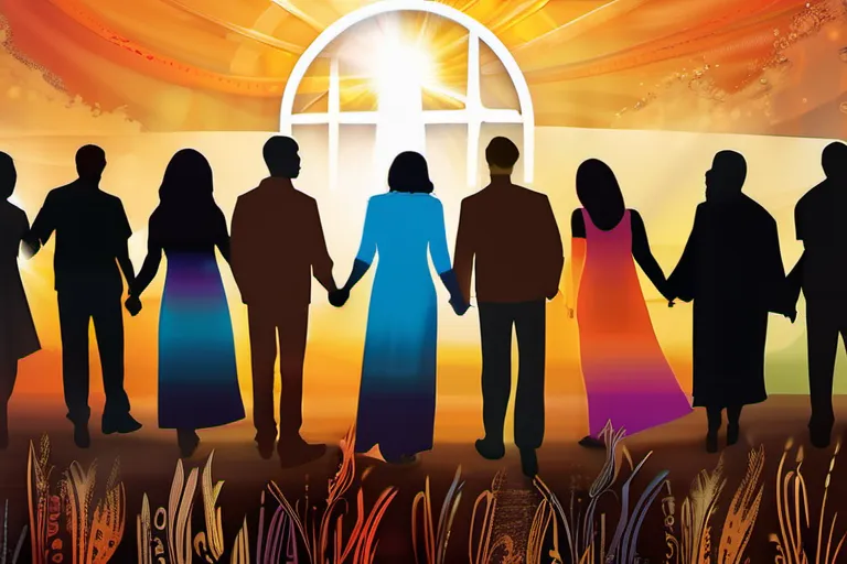 A vibrant image showcasing a diverse group of people gathered together with the Agape Christian Fellowship logo prominently displayed. - Agape Christian Fellowship