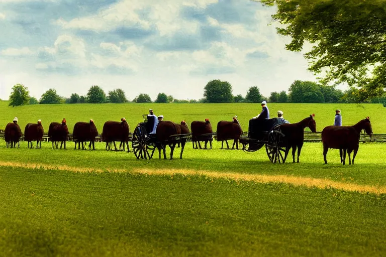 A serene image of an Amish community with a focus on the Ambassadors Amish-Mennonite group. - Ambassadors Amish-Mennonite