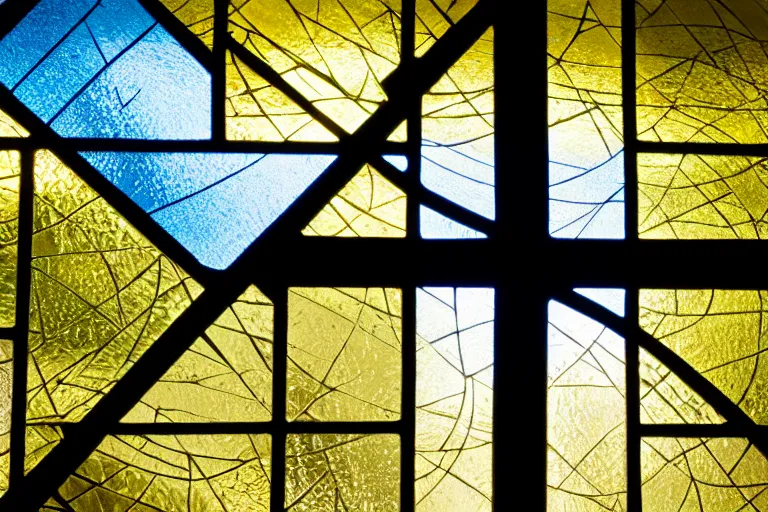 A stained-glass window depicting an Anglican cross with the American flag in the background. - American Anglican Church