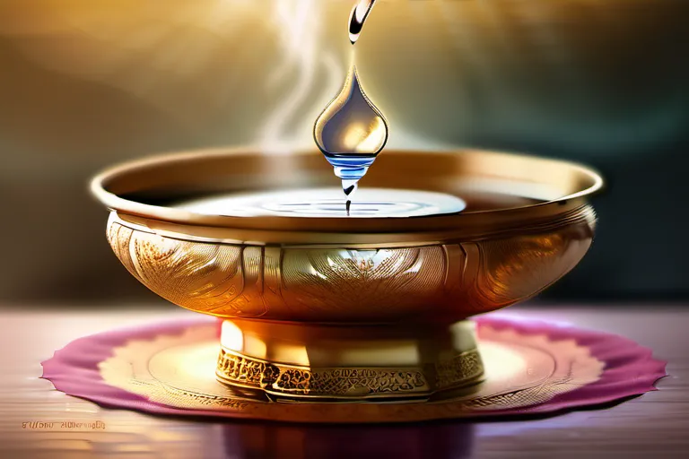 An image showcasing the Sikh holy scripture, the Guru Granth Sahib, with a bowl of water symbolizing Amrit in the foreground. - Amrit in Sikhism