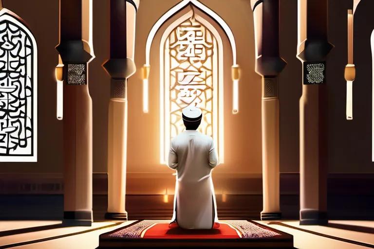 A serene mosque with a minbar (pulpit) and an Imam leading prayers. - Imam, Islamic leader, Muslim spiritual guide