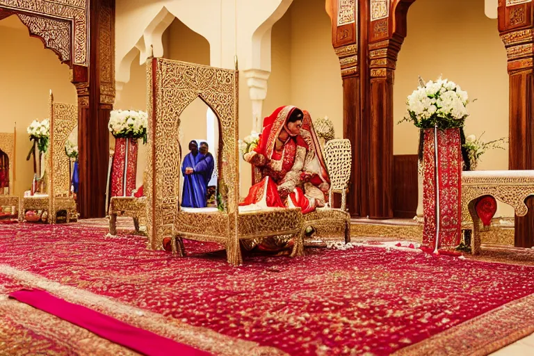 A vibrant image showcasing a traditional Islamic wedding ceremony with intricate details. - Islamic Wedding Guide