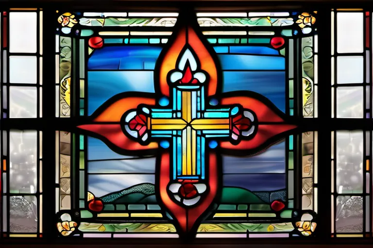 A stained-glass window depicting the Anglican Cross with a modern background to represent the blend of tradition and modernity. - Anglicanism