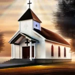 A serene image of a church building with a cross on top, symbolizing the Church of Christ. - Church of Christ beliefs