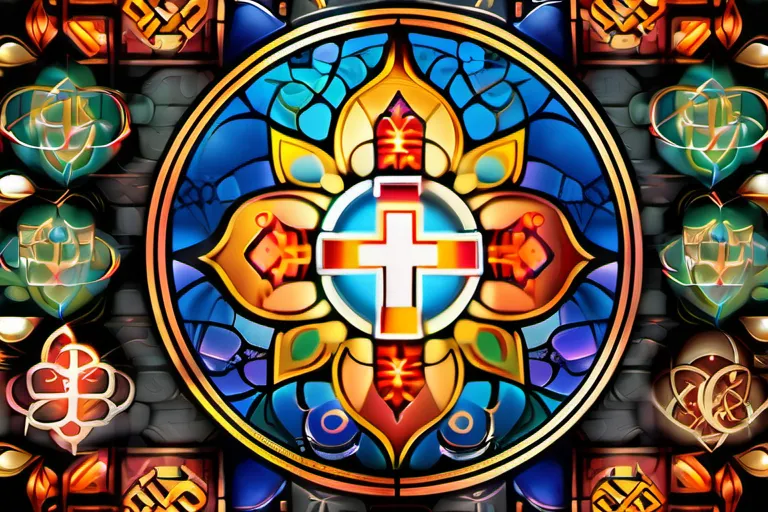 A colorful mosaic of various religious symbols representing different faiths. - religion guide