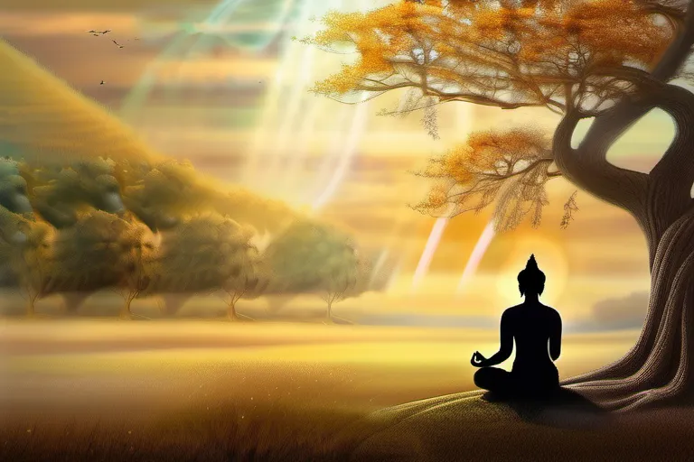 A serene image featuring a peaceful landscape with a figure meditating under a tree, symbolizing the spiritual nature of Eckankar. - Eckankar