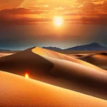 A striking image depicting a serene desert landscape with a glowing horizon representing the Day of Judgment. - Islamic Eschatology