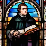 A stained-glass window depicting Martin Luther and a Lutheran church. - Lutheran Churches