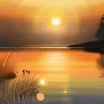 A serene landscape with a sun setting over a body of water, symbolizing the transition from traditional religion to modern belief systems. - Moralistic Therapeutic Deism