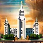 A visually appealing cover image featuring a stylized representation of temple garments with the LDS Church's Salt Lake Temple in the background. - Mormon Undergarment