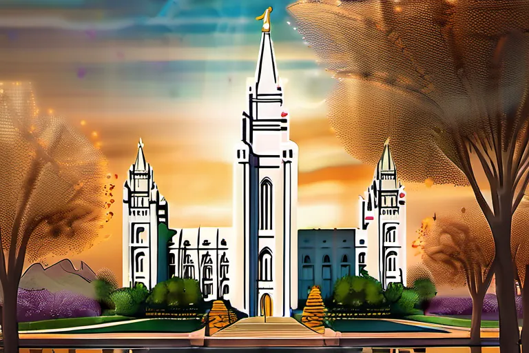 A visually appealing cover image featuring a stylized representation of temple garments with the LDS Church's Salt Lake Temple in the background. - Mormon Undergarment