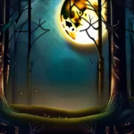 A mystical forest at dusk with a full moon rising, symbolizing the connection between nature and pagan beliefs. - paganism guide