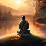 An image depicting a serene scene with a person kneeling in deep prayer, surrounded by a tranquil natural setting. - Understanding Prayer