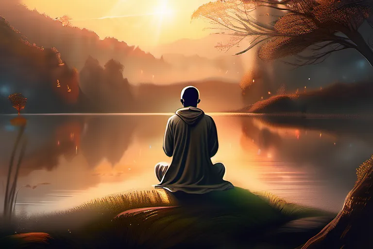 An image depicting a serene scene with a person kneeling in deep prayer, surrounded by a tranquil natural setting. - Understanding Prayer