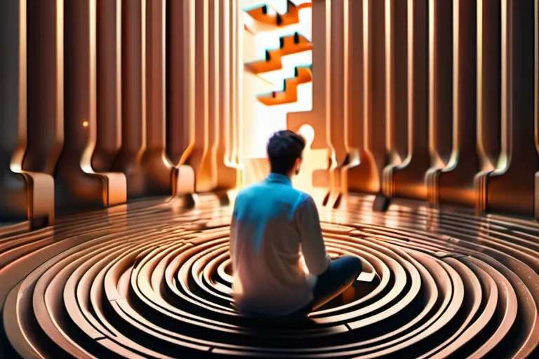 A thoughtful person contemplating a complex puzzle or maze. - predestination