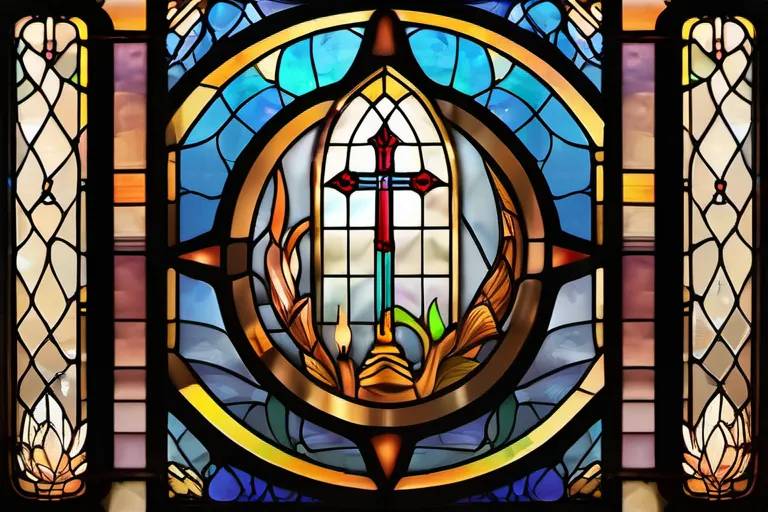 A visually appealing cover image featuring a stained-glass window with various Protestant symbols. - Protestantism