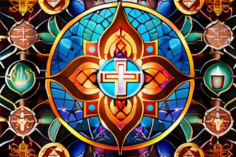 A vibrant, diverse mosaic representing various religious symbols from around the world. - Religions of the World