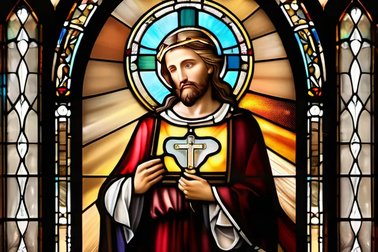 A stained-glass window depicting a saint with a halo, symbolizing holiness. - sainthood Christianity