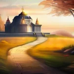 An image featuring a serene landscape with a path leading to a tranquil temple or church, symbolizing the journey towards salvation. - salvation, religion, spirituality