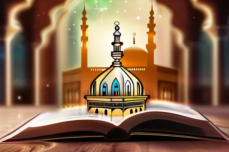 A stylized illustration of a mosque with a Quran and a compass. - Sharia Law