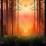 A serene image of a peaceful forest at sunset, symbolizing the transition from life to the unknown. - afterlife