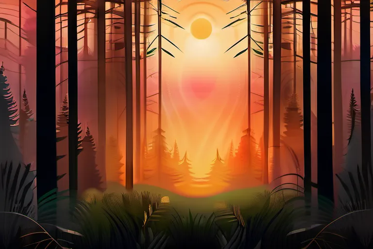 A serene image of a peaceful forest at sunset, symbolizing the transition from life to the unknown. - afterlife