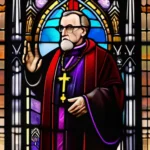 A stained-glass window depicting an Anglican bishop in a Gothic cathedral. - Anglican Church