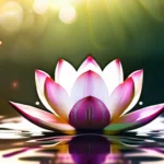 A serene image featuring a lotus flower floating on a calm body of water, symbolizing the purity and enlightenment associated with Dharma. - Dharma Guide