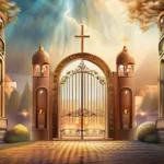 A serene image depicting a heavenly city with gates open, symbolizing eternal life in Christianity. - eternal life Christianity