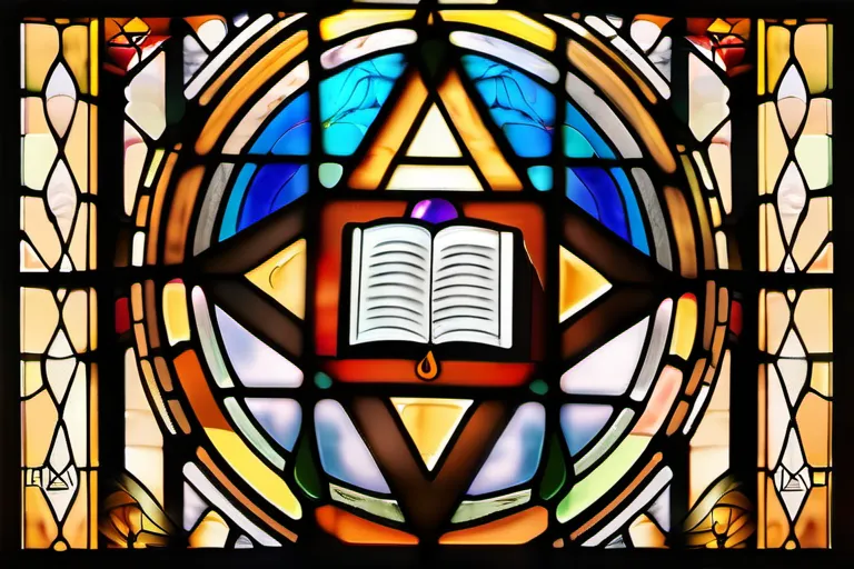 A stained-glass window depicting a Jewish symbol with the Messiah at its center. - Messiah in Judaism