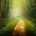 A serene image depicting a path leading through a forest, symbolizing the journey towards enlightenment as outlined in the Eightfold Path. - Eightfold Path