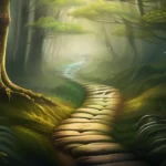 A serene image depicting an ancient path winding through a forest, symbolizing the Eightfold Path in Buddhism. - Eightfold Path Buddhism