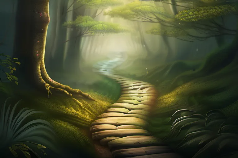 A serene image depicting an ancient path winding through a forest, symbolizing the Eightfold Path in Buddhism. - Eightfold Path Buddhism