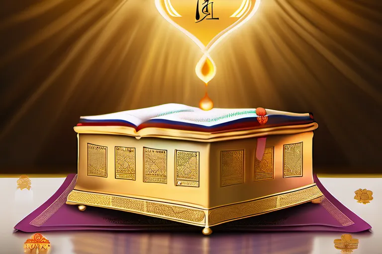 A beautifully illustrated image depicting the Guru Granth Sahib, symbolizing its importance and spiritual significance. - Guru Granth Sahib