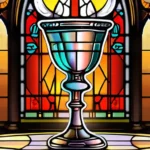 A visually appealing cover image featuring a chalice or grail set against a backdrop of stained glass windows or an ancient cathedral. - Holy Grail Christianity