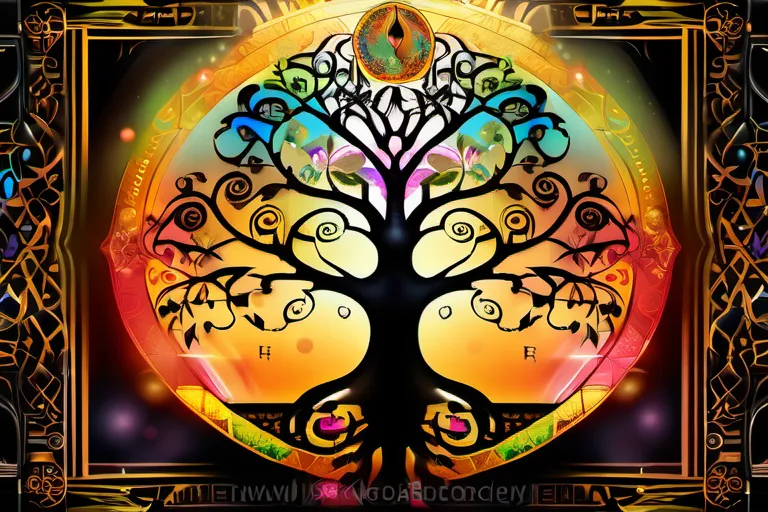 A mystical scene featuring the Tree of Life, a central symbol in Kabbalah, with vibrant colors and intricate details. - Kabbalah in Judaism