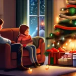 A warm, cozy scene depicting a family gathered around a beautifully decorated Christmas tree, with twinkling lights and presents beneath. - Christmas Meaning