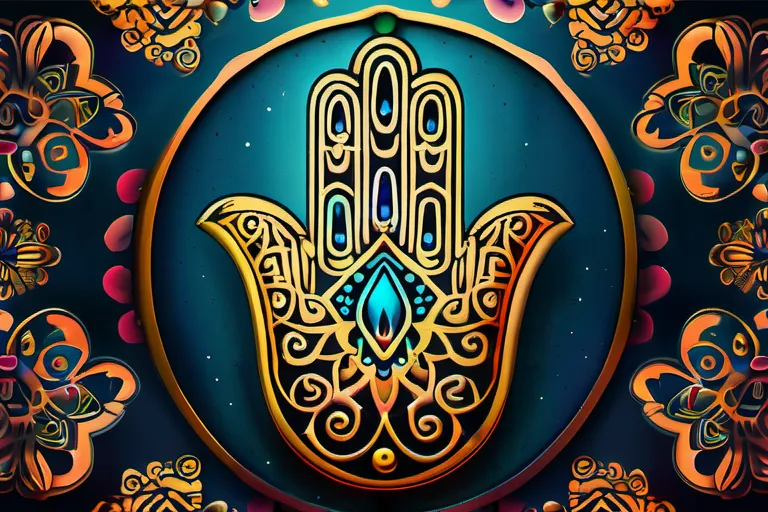 A stylized image of the Hamsa hand with intricate patterns and colors, representing its rich cultural significance. - Hamsa Hand