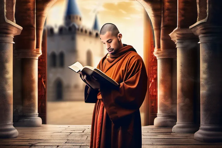 A monk holding a Bible against a backdrop of medieval Europe. - Reformation History