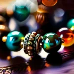 A close-up image of a set of colorful prayer beads with intricate designs, symbolizing various religions. - prayer beads