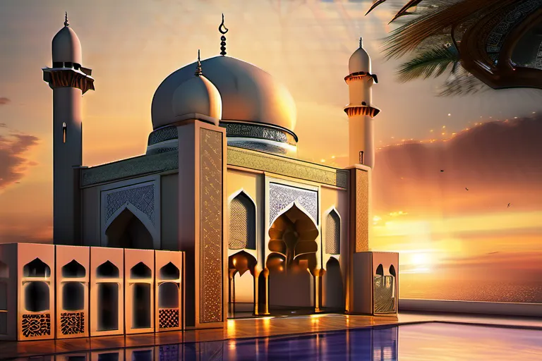 A visually appealing cover image featuring a serene scene of a mosque with a backdrop of a beautiful sunset, symbolizing the timeless wisdom of Islam's prophets. - Islam, Prophets, Messengers, Guidance