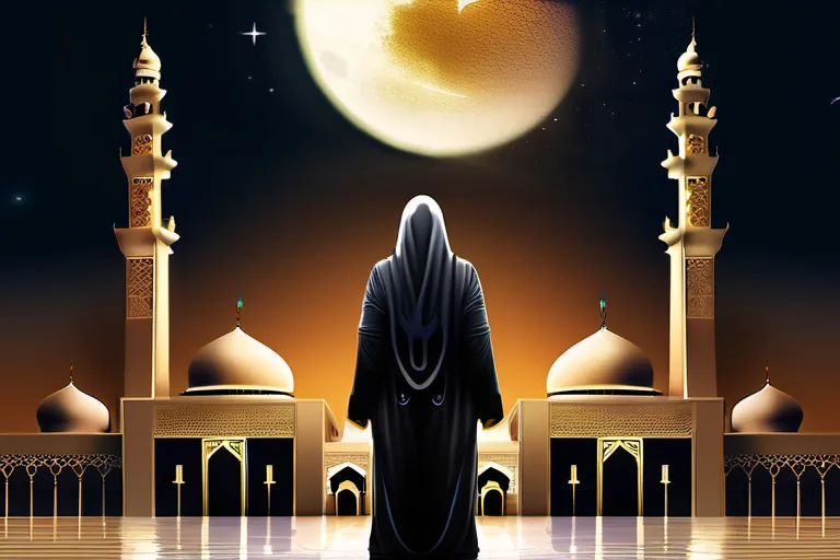 A visually appealing cover image featuring a stylized representation of Iblis, with a backdrop of the Kaaba and the crescent moon. - Islam, Iblis, Satan, Misconceptions, Role