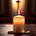 A beautifully lit candle in a church, symbolizing faith and prayer. - Candles in Christianity