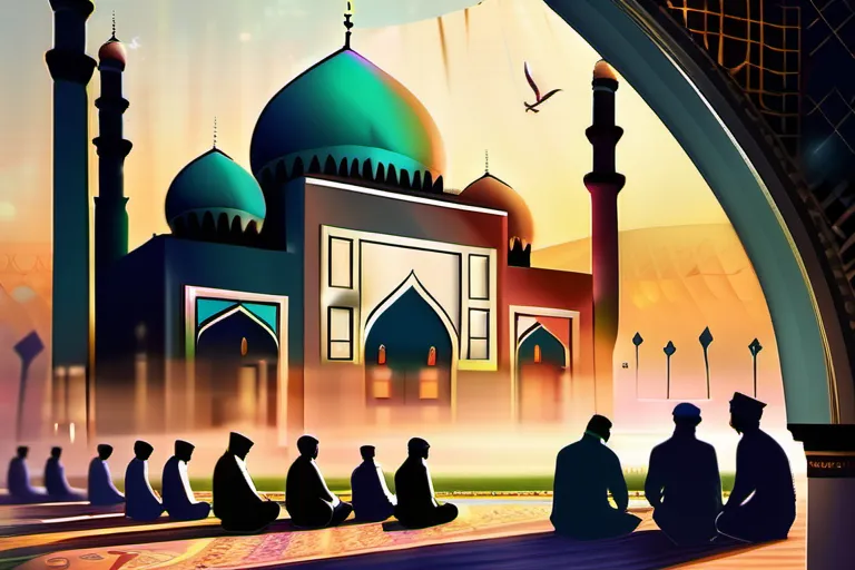 A vibrant image depicting a mosque with people performing Eid prayers, symbolizing unity and faith during Eid al-Adha. - Eid al-Adha