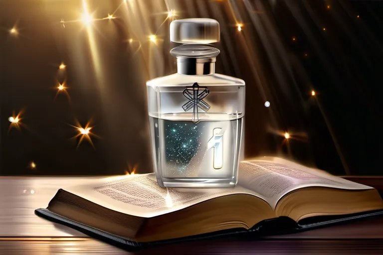 A crystal clear container filled with sparkling holy water, surrounded by Christian symbols such as a cross and a Bible. - holy water christianity