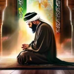 A powerful image depicting Imam Ali in prayer, symbolizing his deep spiritual connection and leadership. - Imam Ali, Shia Islam, Islamic history