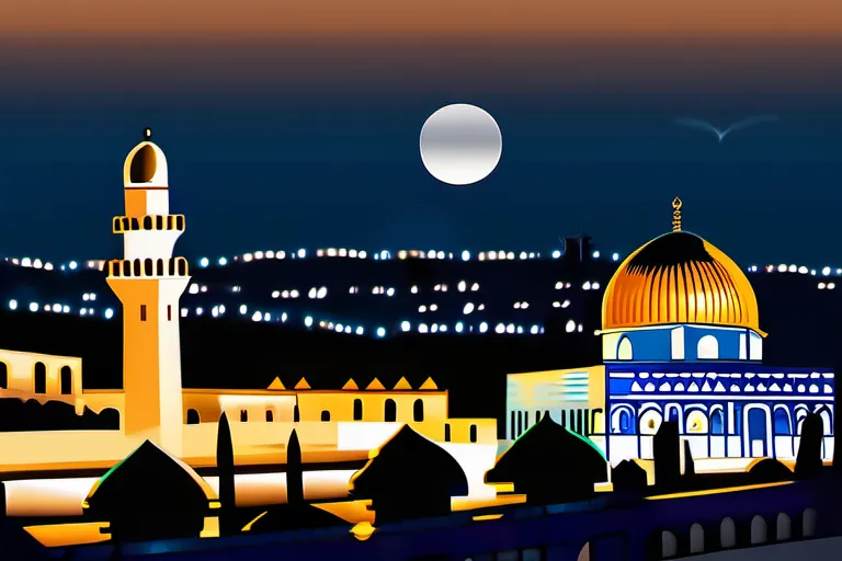 A serene nighttime view of the Dome of the Rock, symbolizing the spiritual connection between Muslims and Jerusalem. - Jerusalem in Islam