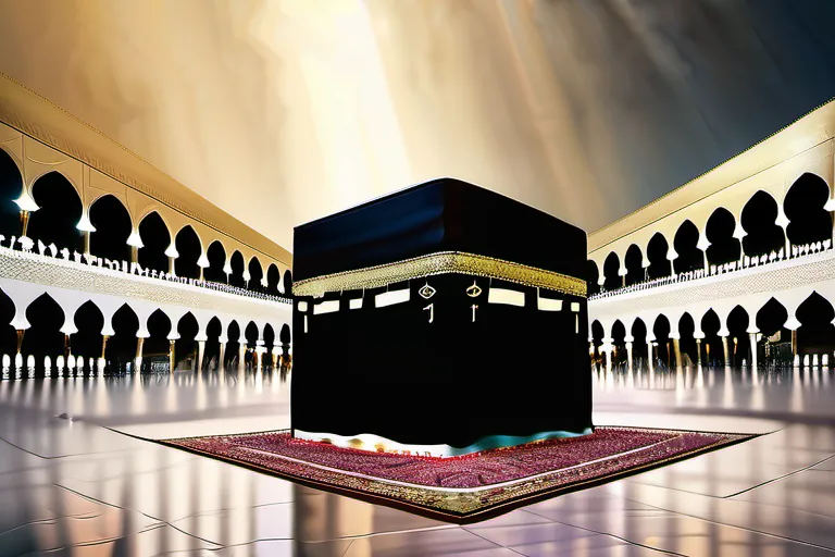 A serene image of the Kaaba, the holiest site in Islam, bathed in soft light. - Mecca Significance