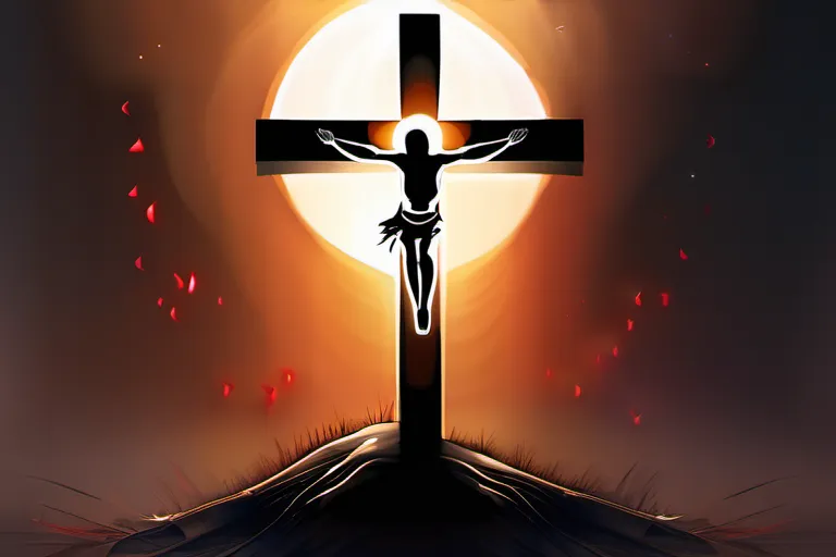 Design a captivating image that showcases the intersection of pain and redemption, embodying the dual nature of the cross in Christian faith. - Christianity cross symbolism